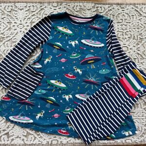 Mini Boden 11-12 Space Ship Dog Navy Tunic and Matching Leggings